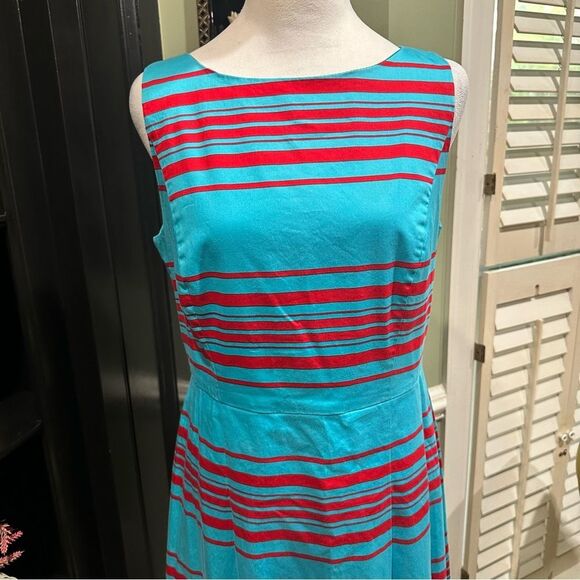 Talbots Blue and Red Striped A Line Dress Size 10 - Picture 3 of 11